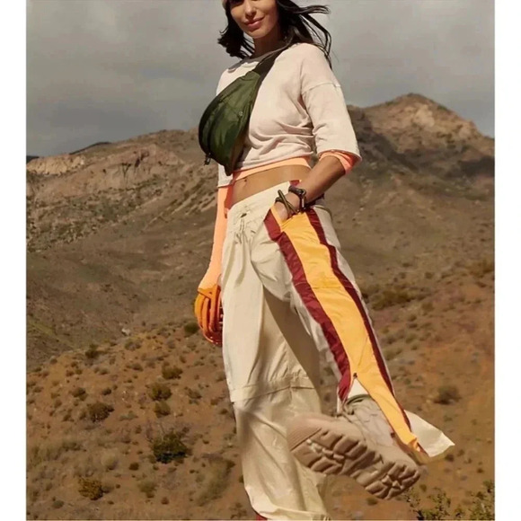 New Free People End Zone Track Pants Wide Leg Nyon Cargo FP Movement Small - Picture 12 of 13